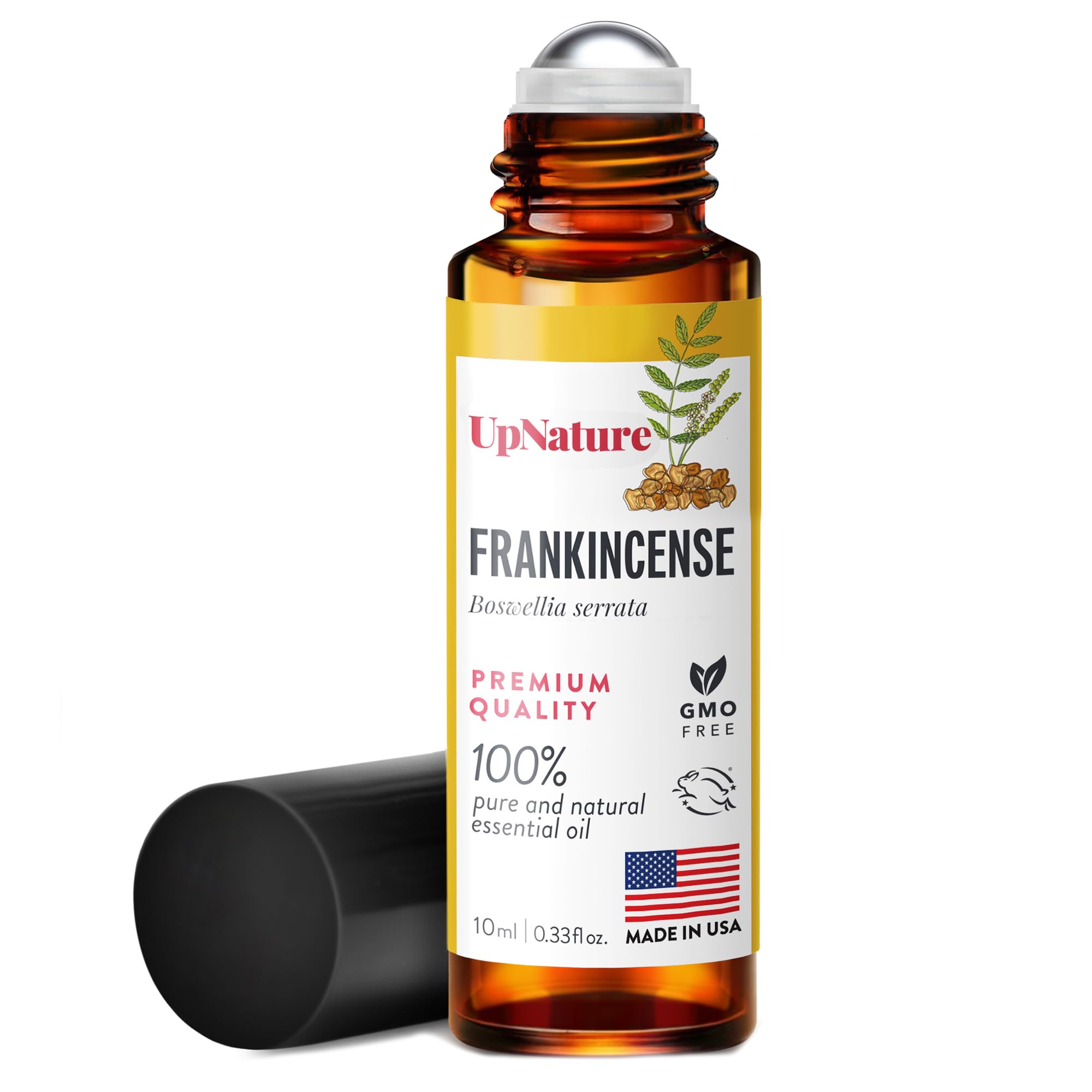 UpNature Frankincense Roll-On: botella compacta para uso diario y aromaterapia suave.