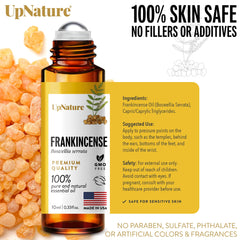 UpNature Frankincense Roll-On: diseño portátil ideal para viajes.