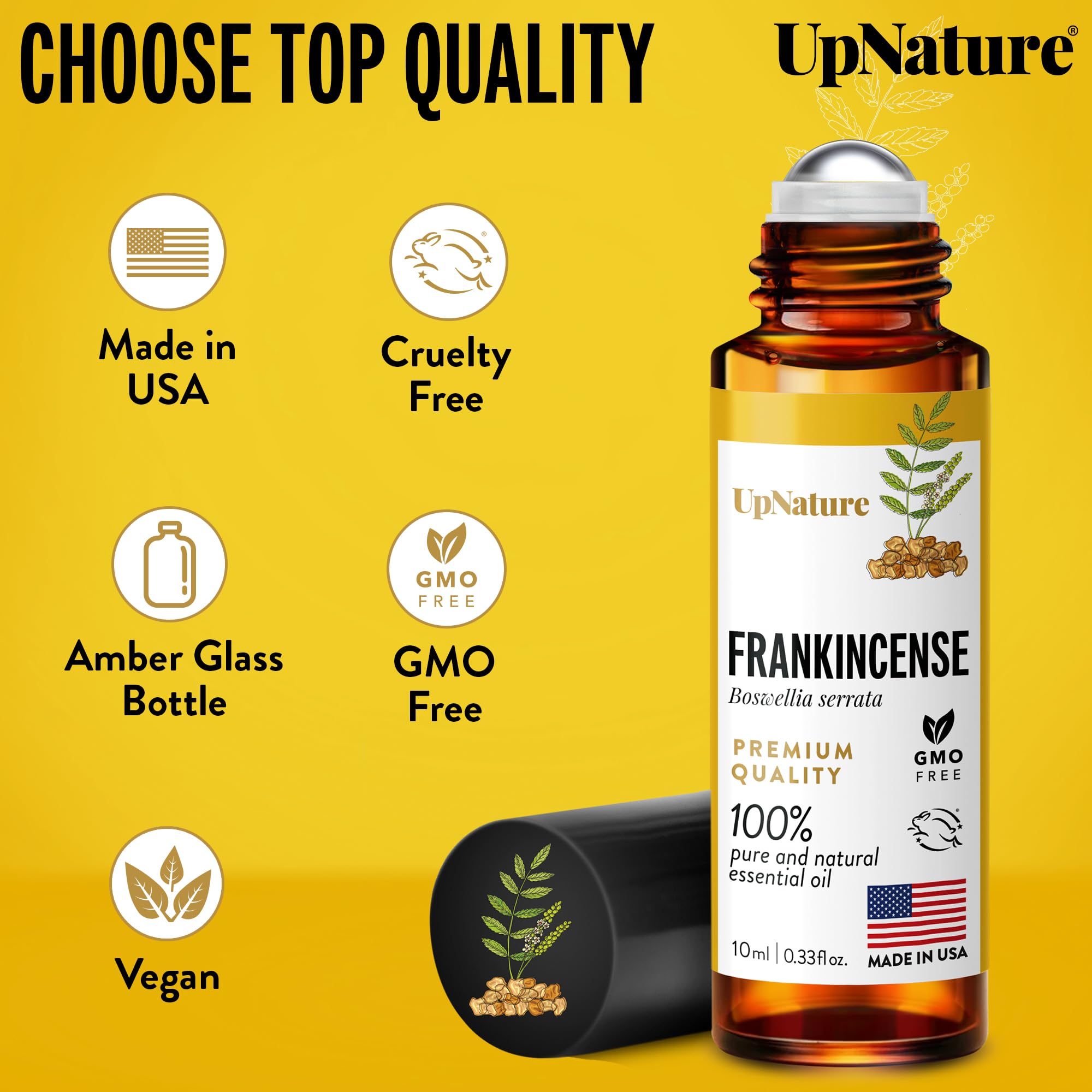 UpNature Frankincense Roll-On: envase práctico para retoques en cualquier lugar.