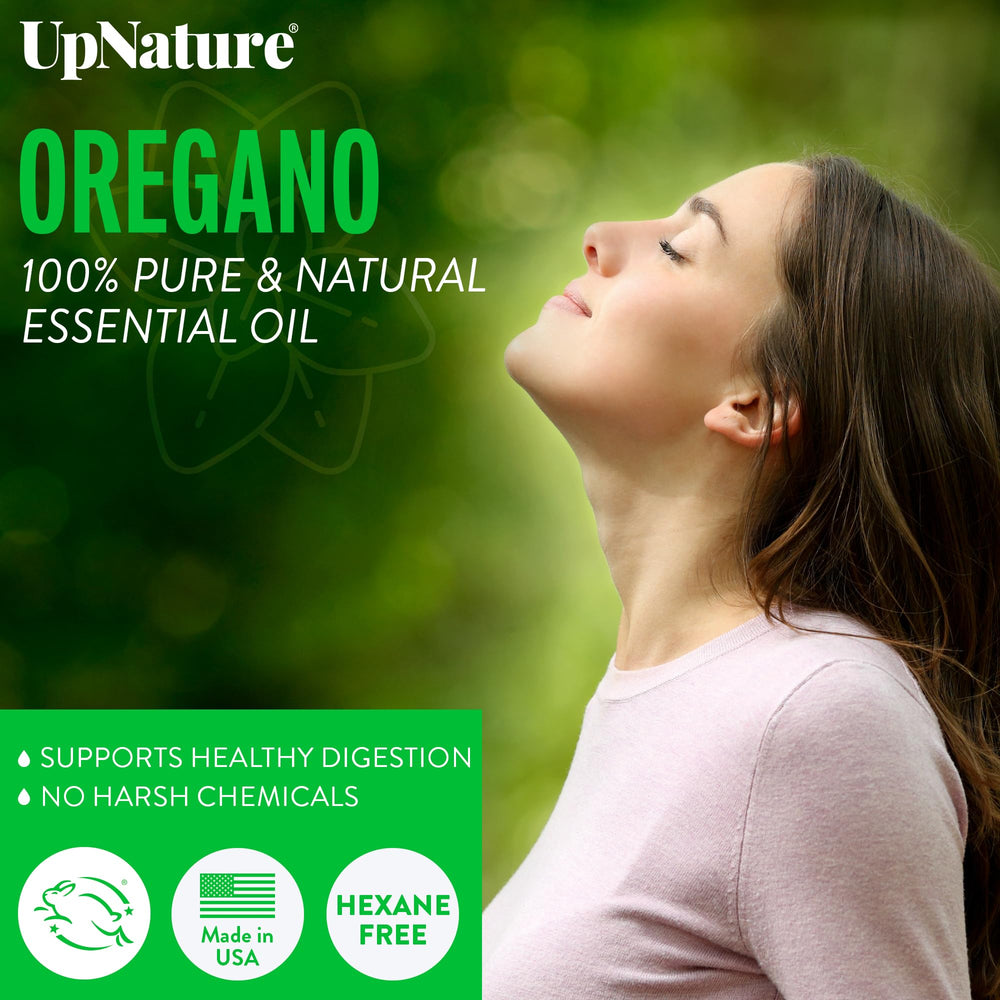 UpNature Oregano Oil in amber bottle ready for diffuser use and mood enhancement.