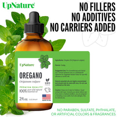 UpNature Oregano Oil bottle with diffuser in background for calming ambience.