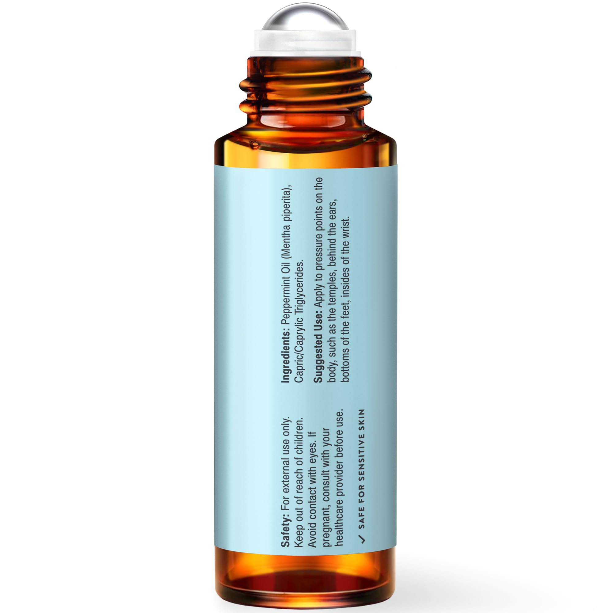 Fresh peppermint leaves beside UpNature Roll-On to signify natural origin