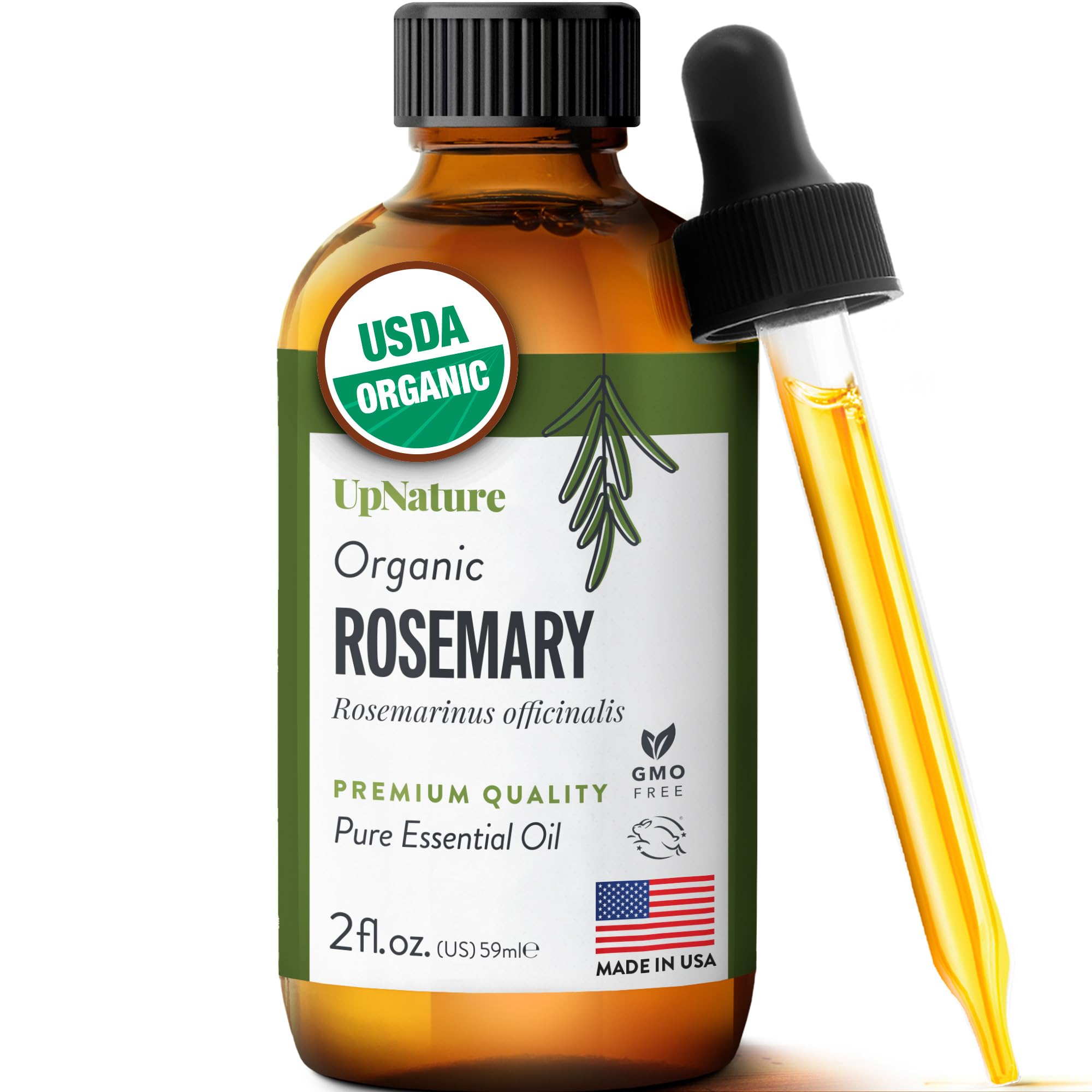 UpNature Rosemary Oil bottle for pure aromatherapy and scalp nourishment.
