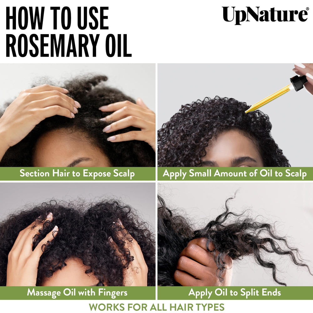 UpNature Rosemary Oil on scalp during a gentle massage.