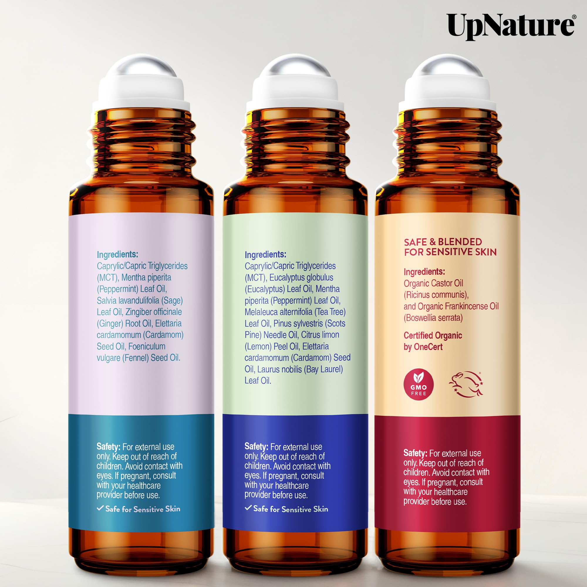 UpNature travel-friendly packaging keeps blends ready for aromatherapy anywhere.