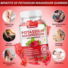 UPNEUTRI potassium magnesium gummies raspberry chew showcases flavor and easy dosing for adults and kids