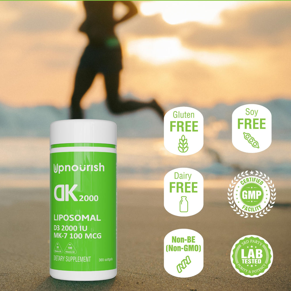 UpNourish 365 mini softgels pack indicating a long-term daily supply.