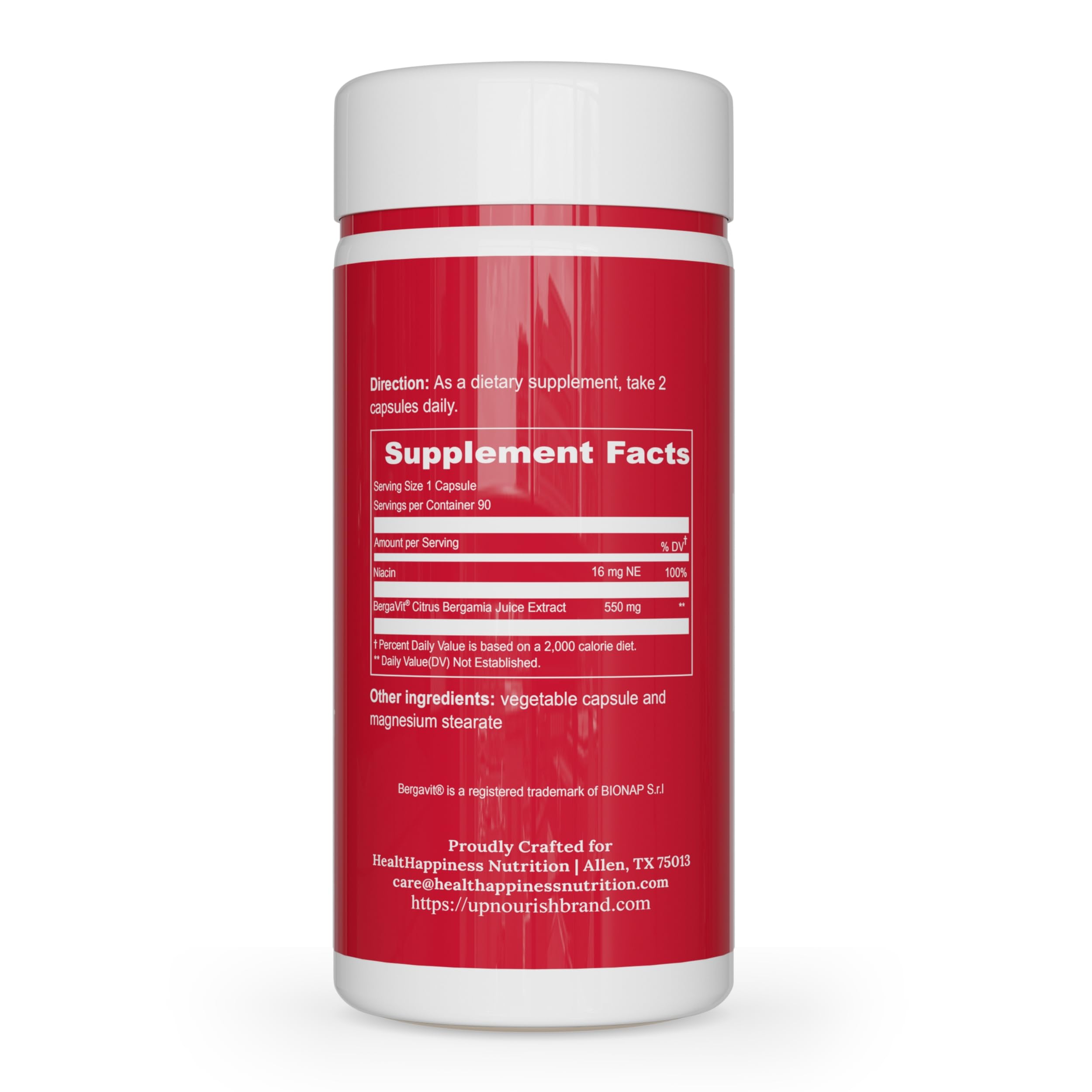 UpNourish Bergavit bote transparente de 90 cápsulas