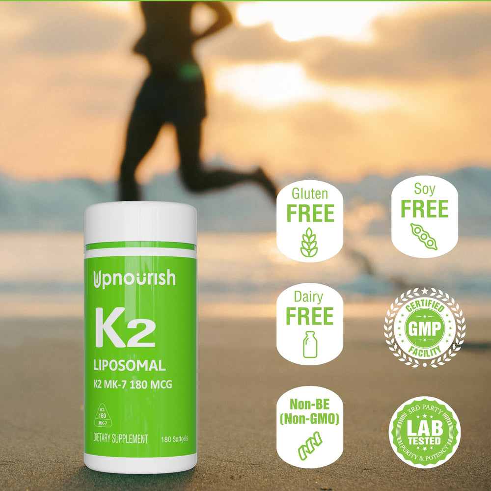 UpNourish bottle label front view emphasizing quality and transparency.