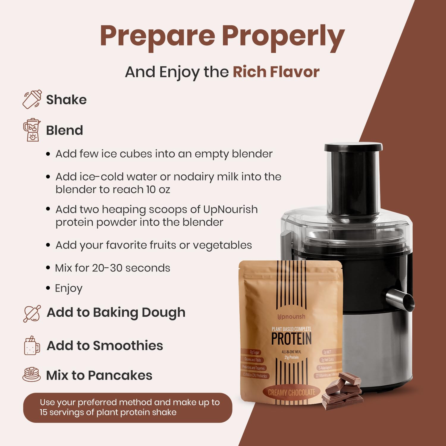 UpNourish breakfast-ready protein shake shown with oats for a quick meal