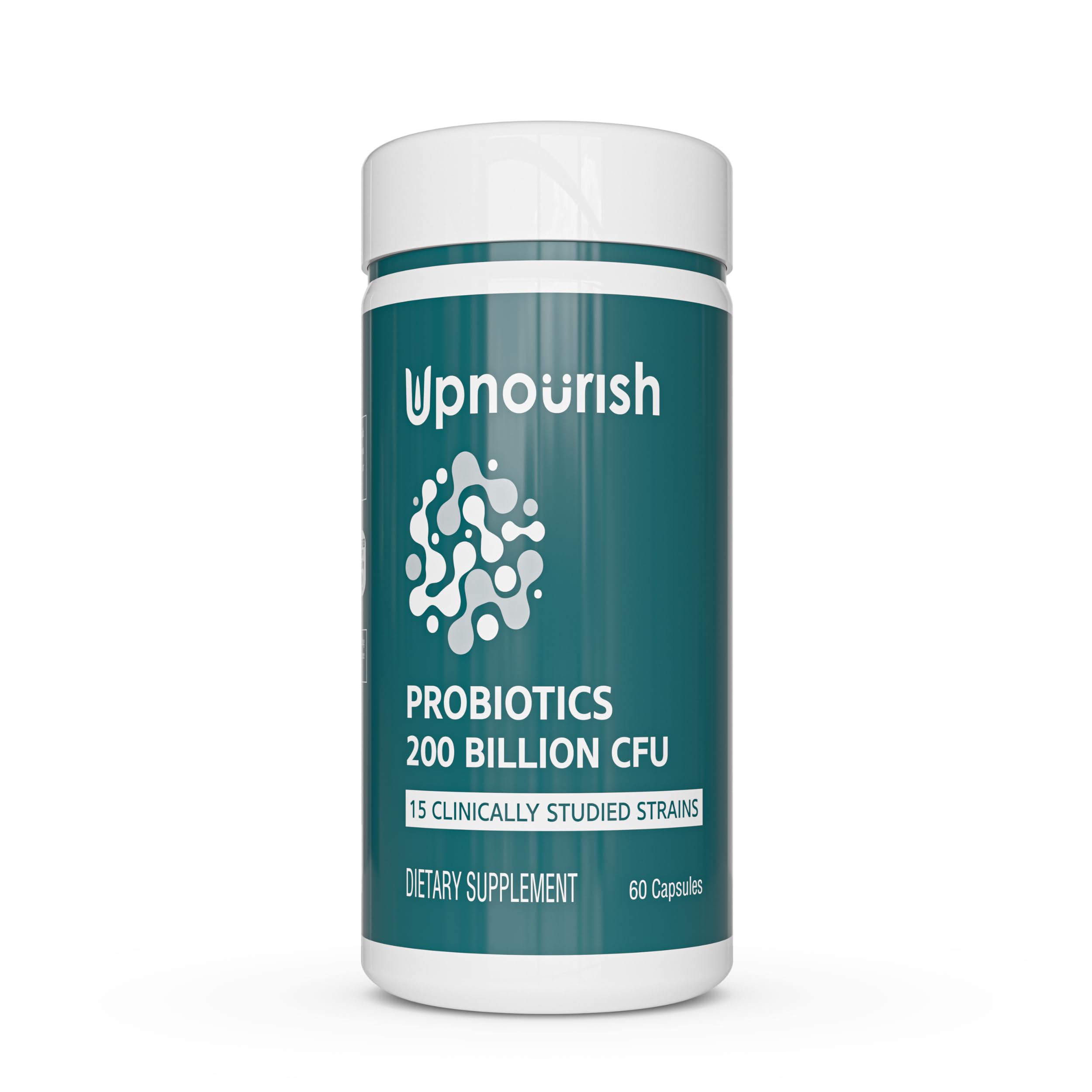UpNourish Probiotics 200B CFU bottle front for daily digestive balance.