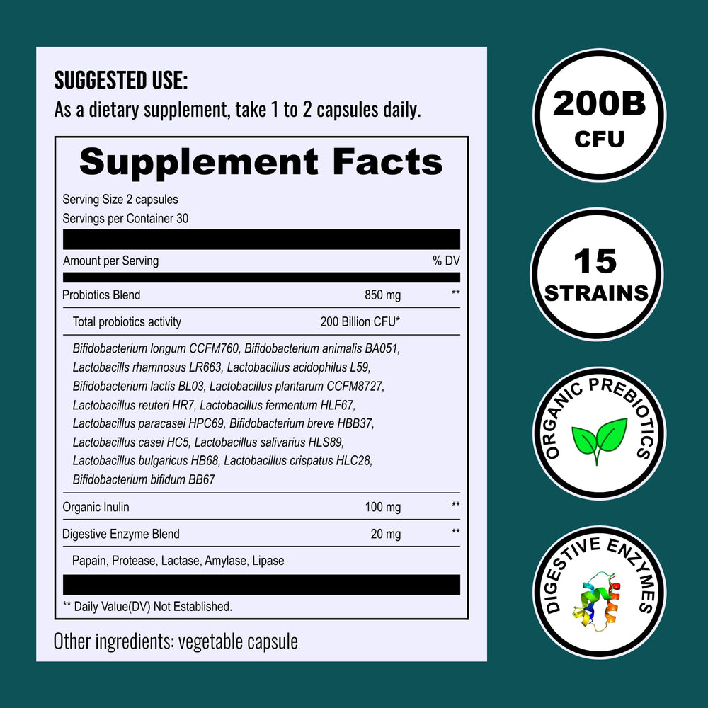 UpNourish Probiotics organic prebiotic inulin aiding beneficial bacteria.