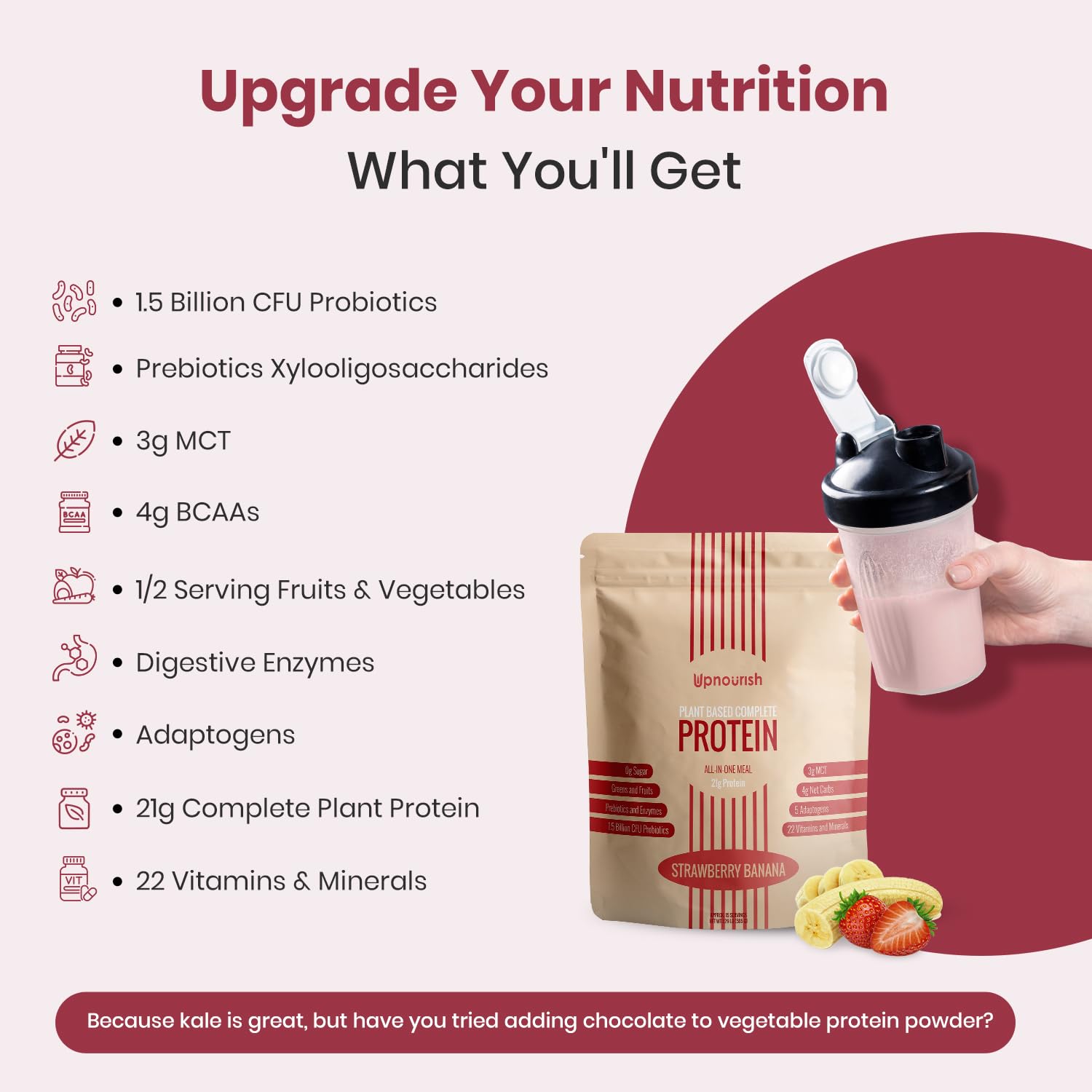UpNourish packaging highlighting vegan, keto-friendly and dairy-free notes
