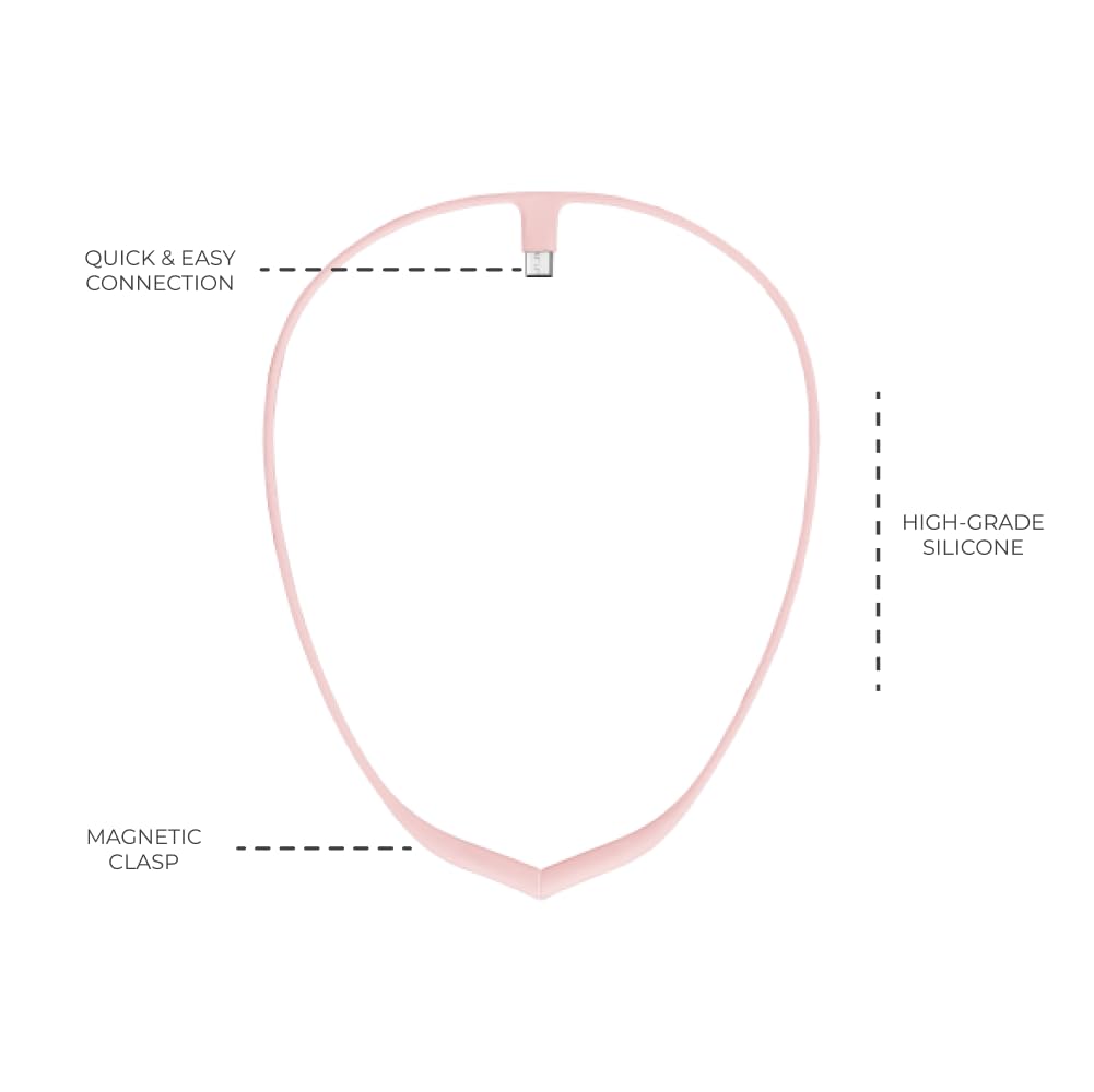 Upright Pink Necklace on model; stylish accessory for GO2 and GOS posture trainer.