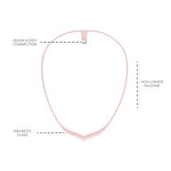 Upright Pink Necklace on model; stylish accessory for GO2 and GOS posture trainer.
