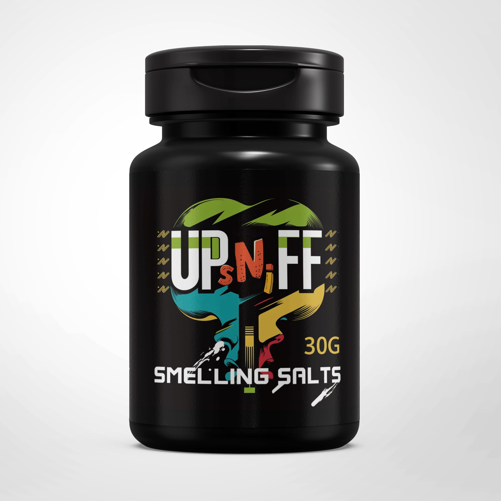 UpSniff Salts bottle and sachets for quick energy and focus during workouts.