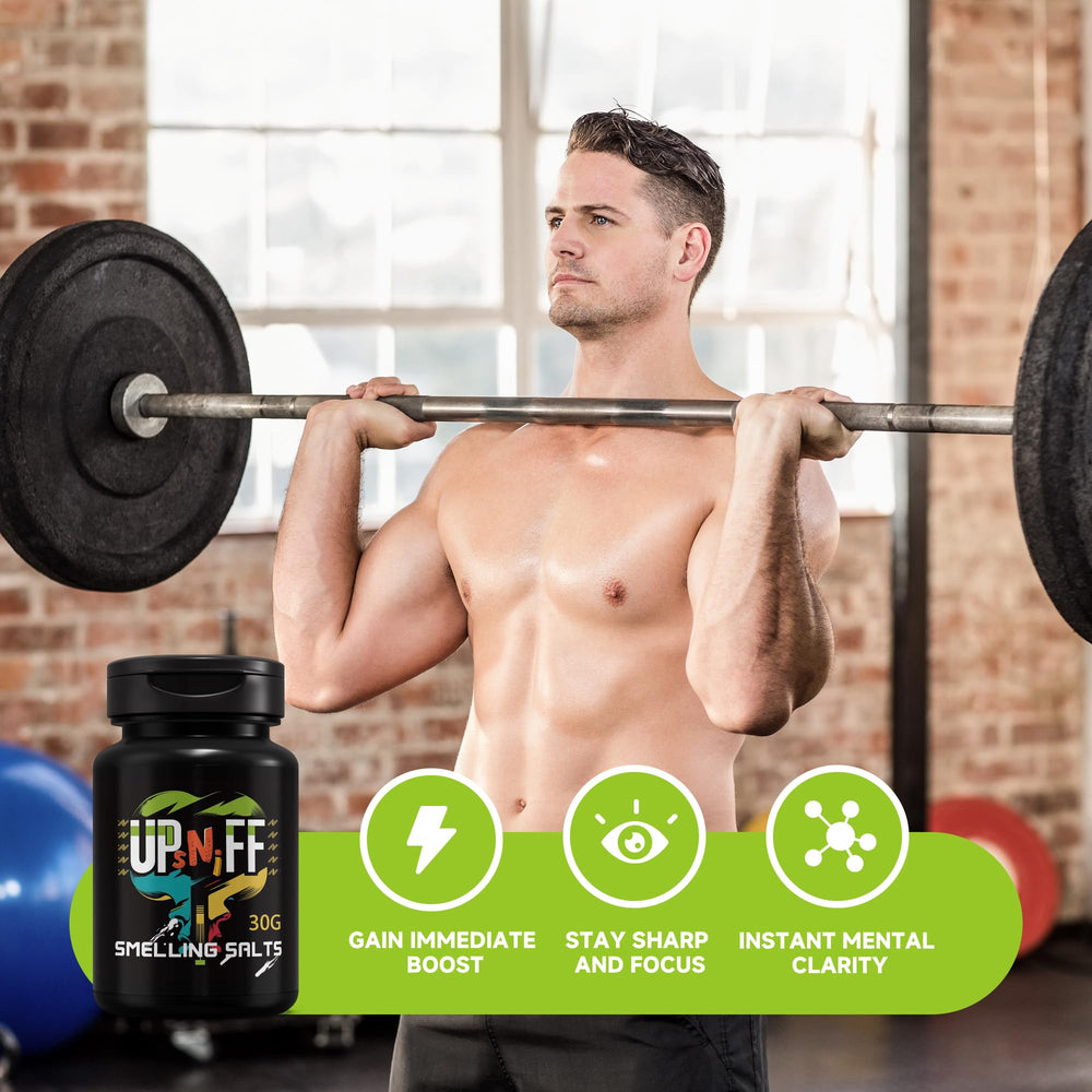 UpSniff Salts scoop and powder for fast use before training.