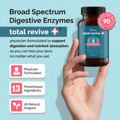 UpWellness Total Revive+ capsules arranged for easy meal-time use supporting digestion