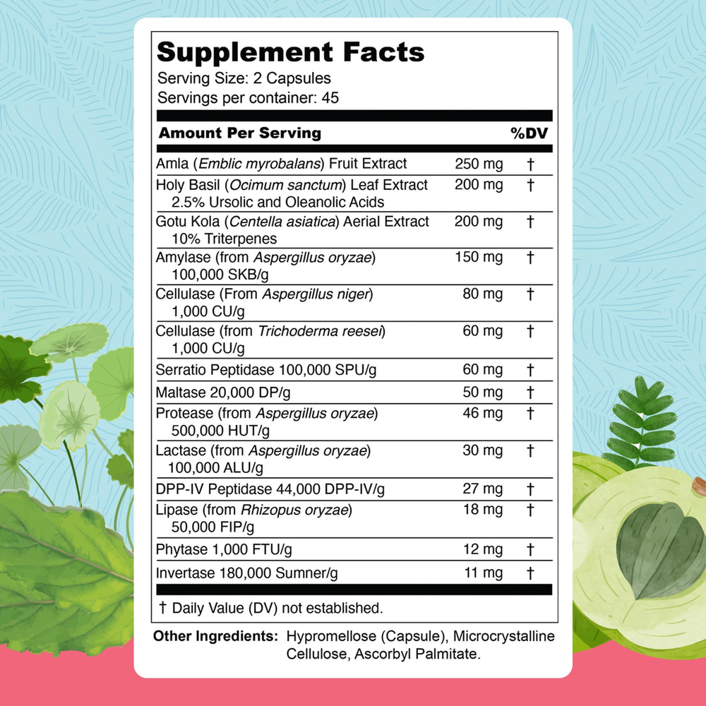 UpWellness Total Revive+ ingredients panel highlighting 13 components for enhanced digestion