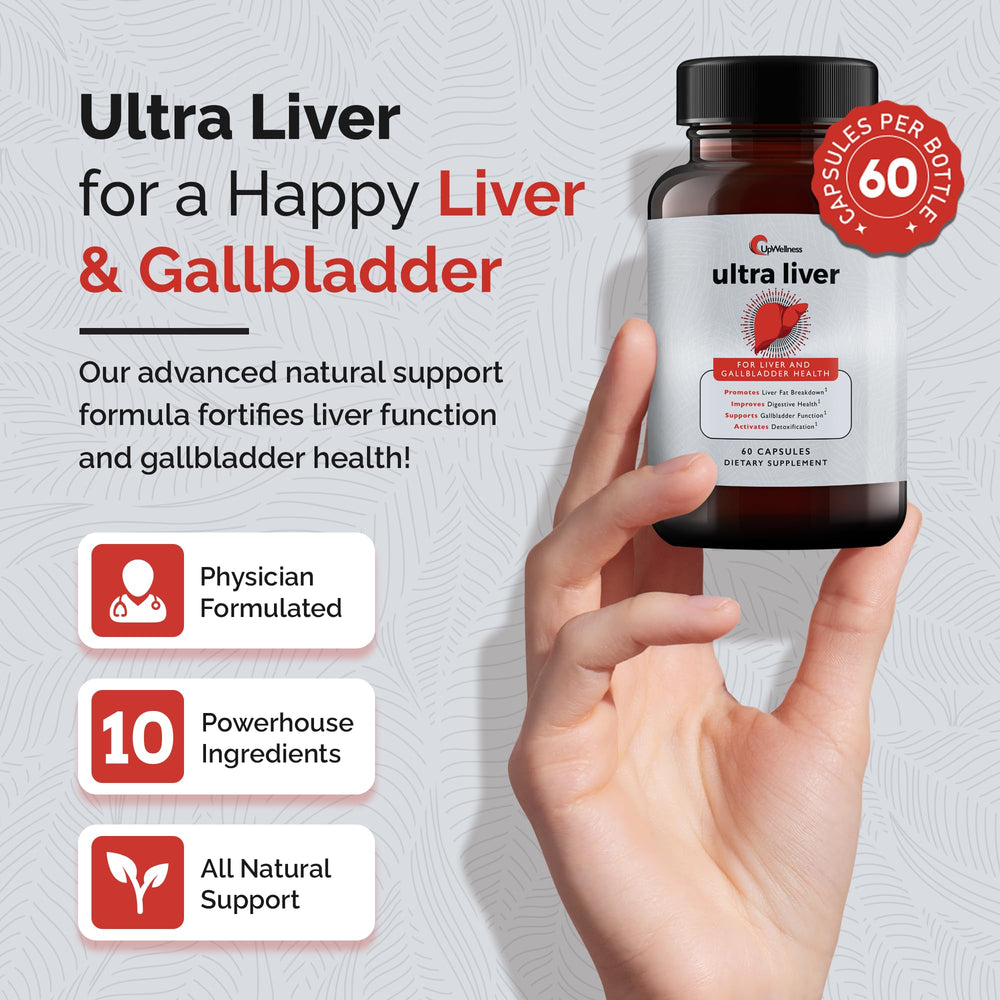 Ultra Liver capsules beside a meal for easy daily use