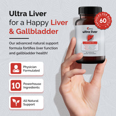 Ultra Liver capsules beside a meal for easy daily use