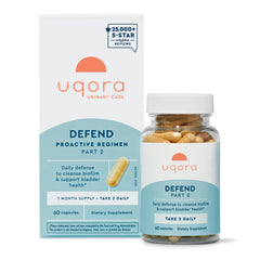 Uqora Defend bottle front view highlighting bladder health support.
