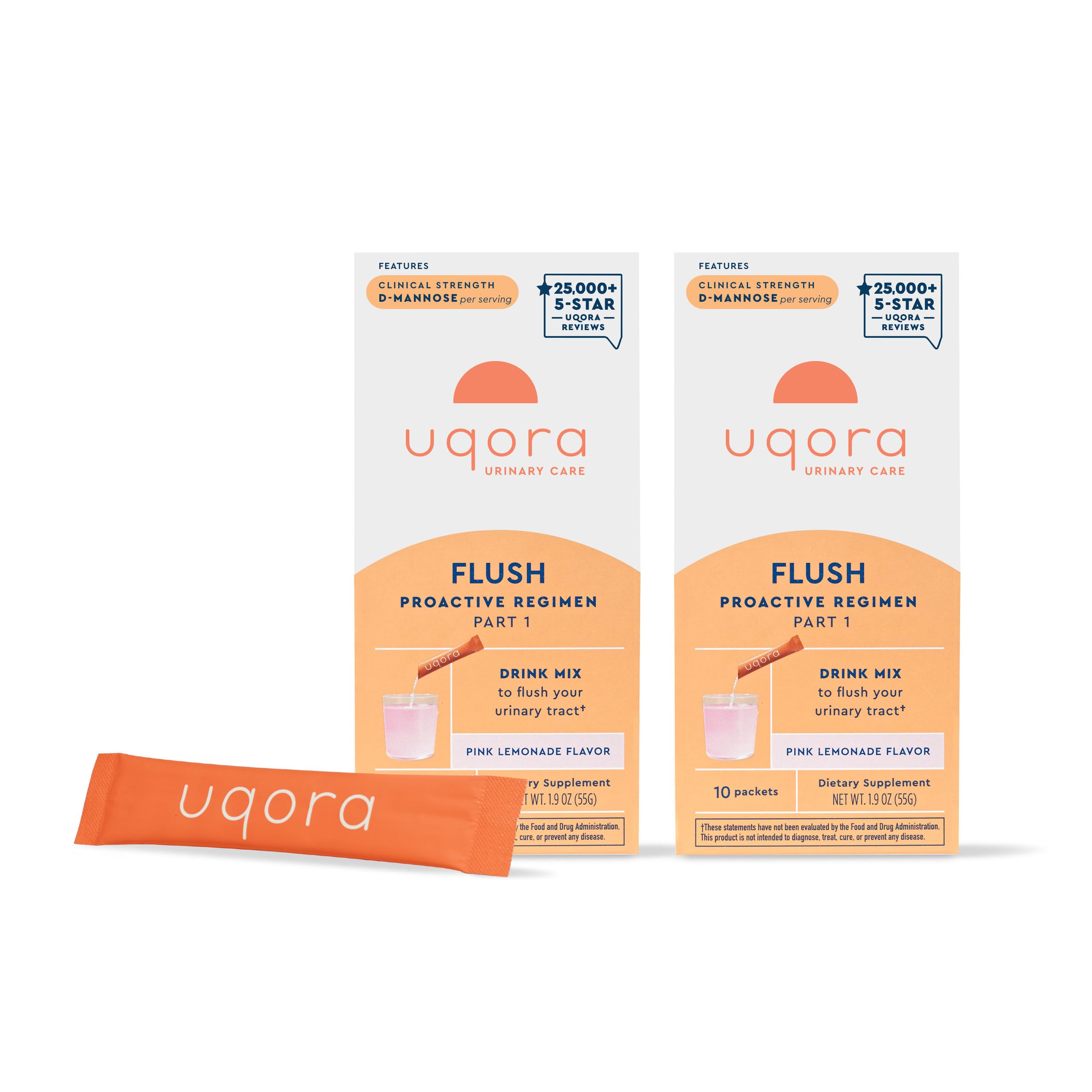 Uqora Flush pink lemonade packets ready to mix for daily use