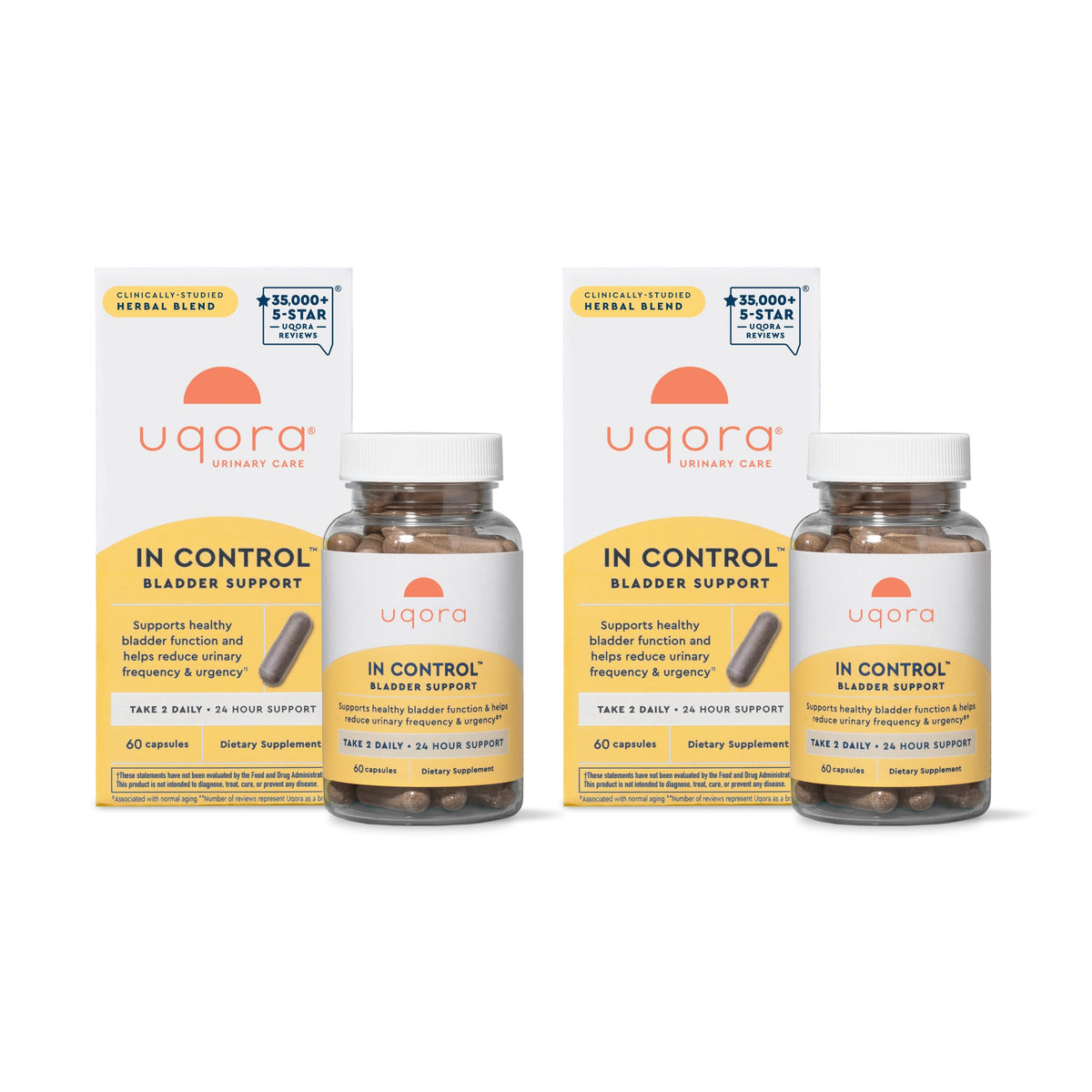 Uqora In Control bottle being poured for daily bladder support.