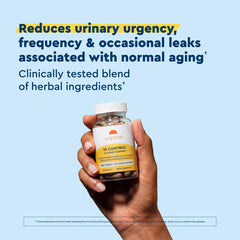 Close-up of Uqora In Control capsules for daily urinary support.