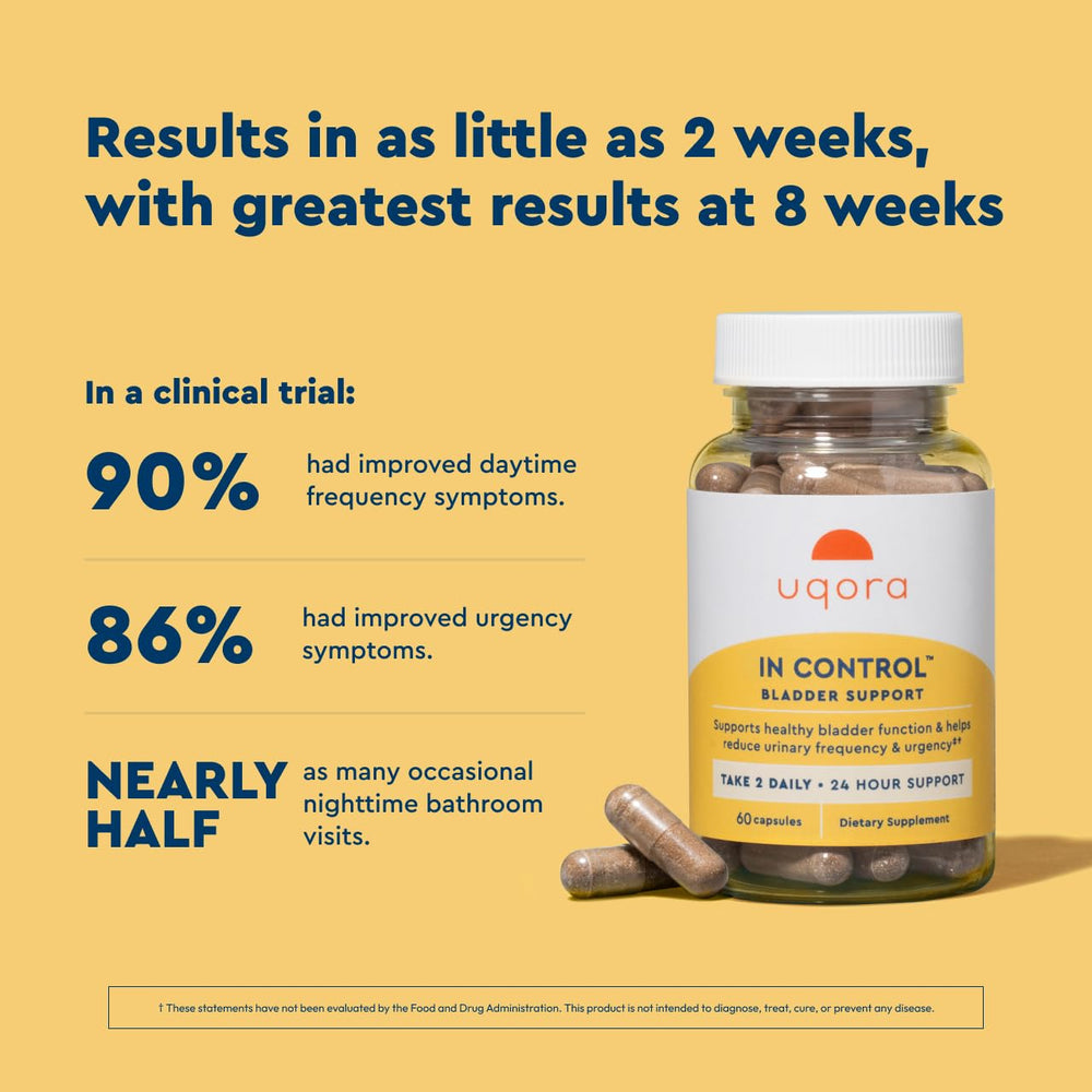 Uqora In Control gluten-free vegetarian bottle label.