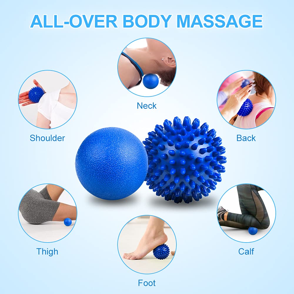URAQT lacrosse ball blue portable use for travel and desk relief.