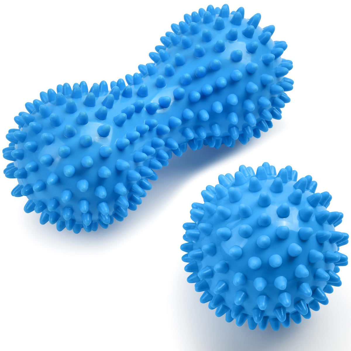 URAQT spiky massage ball blue for deep tissue relief and improved circulation.