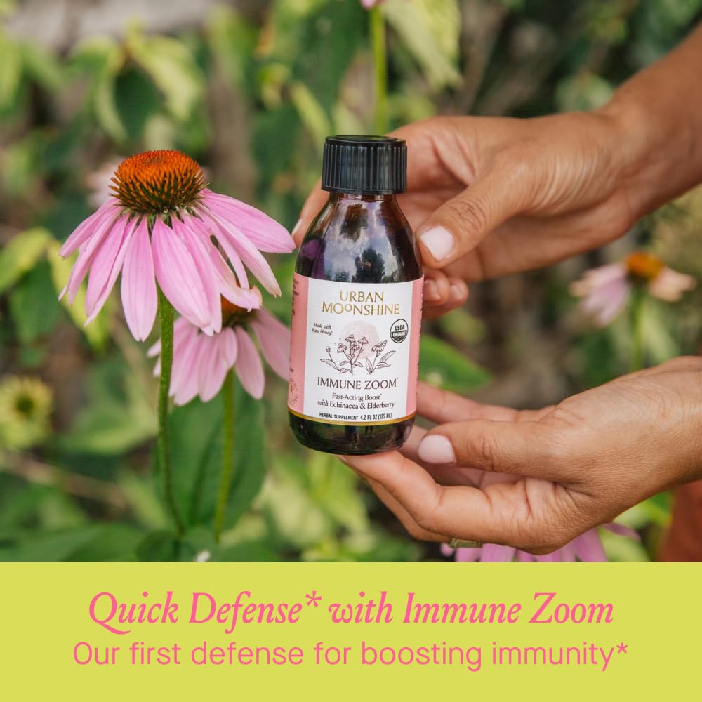 Urban Moonshine Immune Zoom ingredients display with elderberry and echinacea