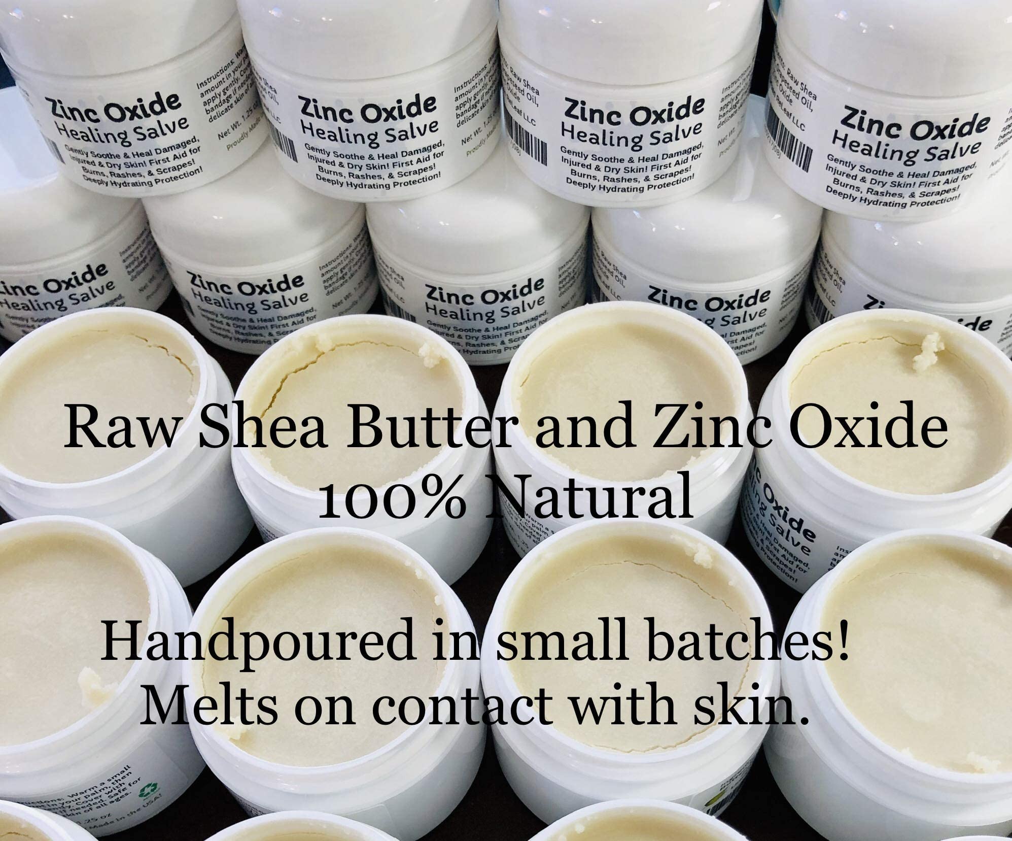 Ingredients panel: shea butter, grapeseed oil, zinc oxide