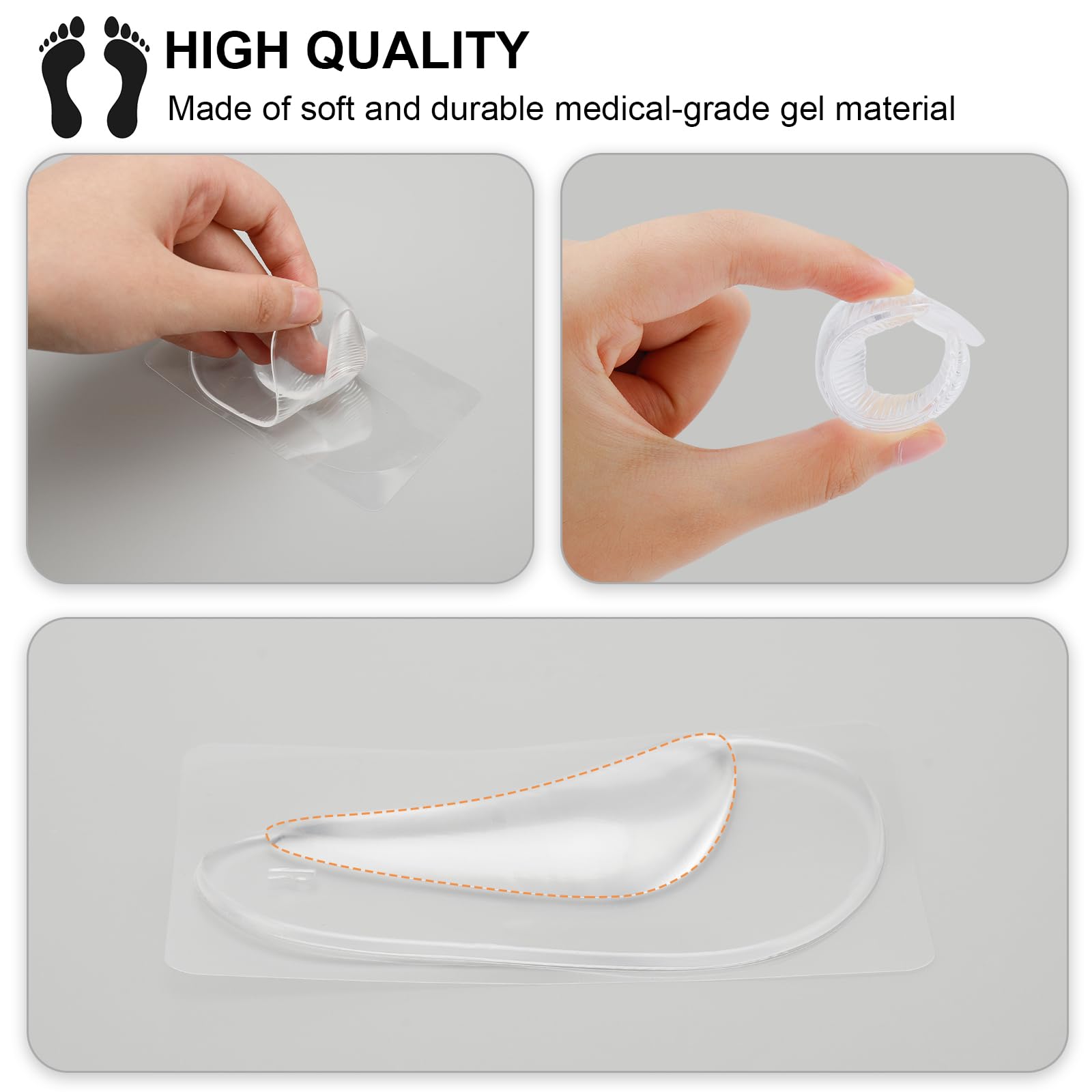 UrChoice ergonomic arch support cushions fit discreetly under the arch.