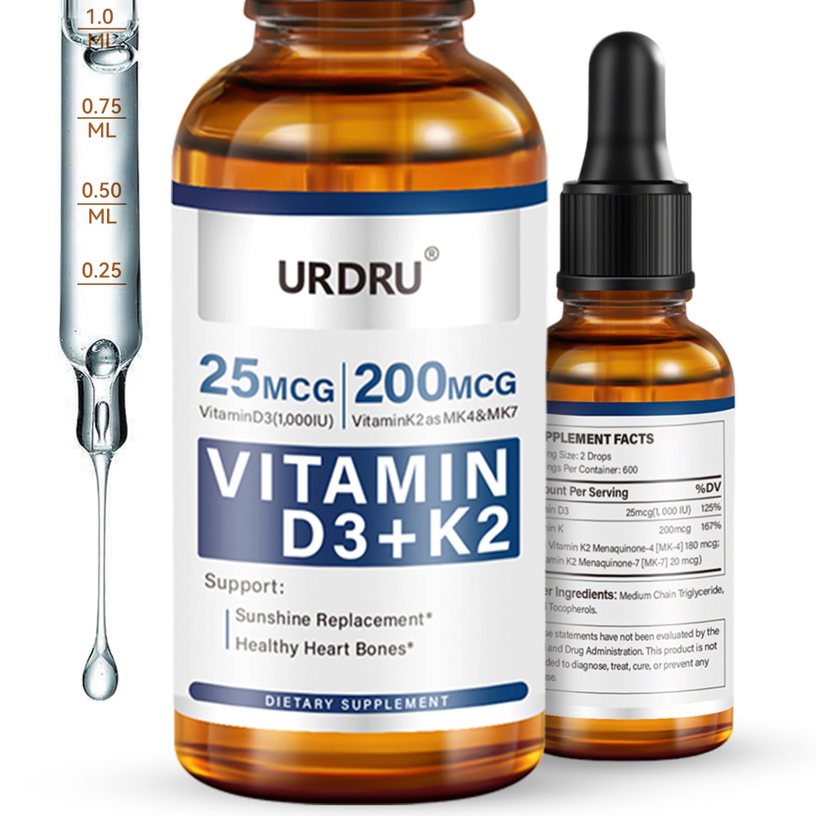 URDRU bottle pour demonstrates easy dispensing for on-the-go supplementation.