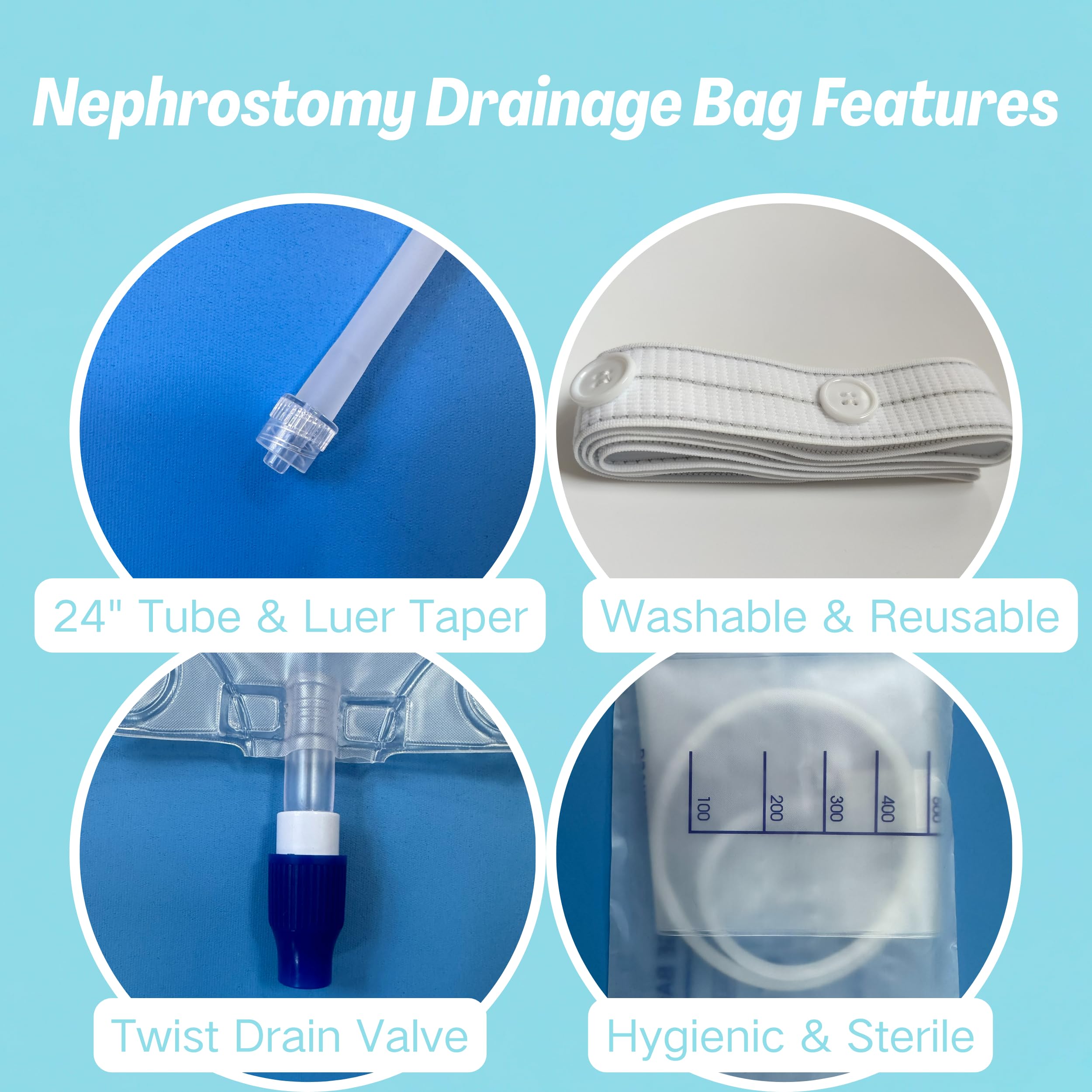 Urosagan 3-pack 600ml nephrostomy bags for convenient multi-day use