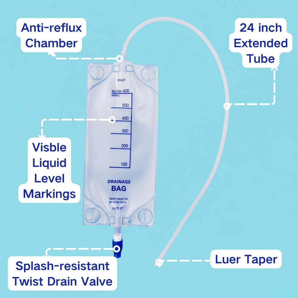 Urosagan nephrostomy bag 24-inch tube for reliable urine collection and flexible positioning