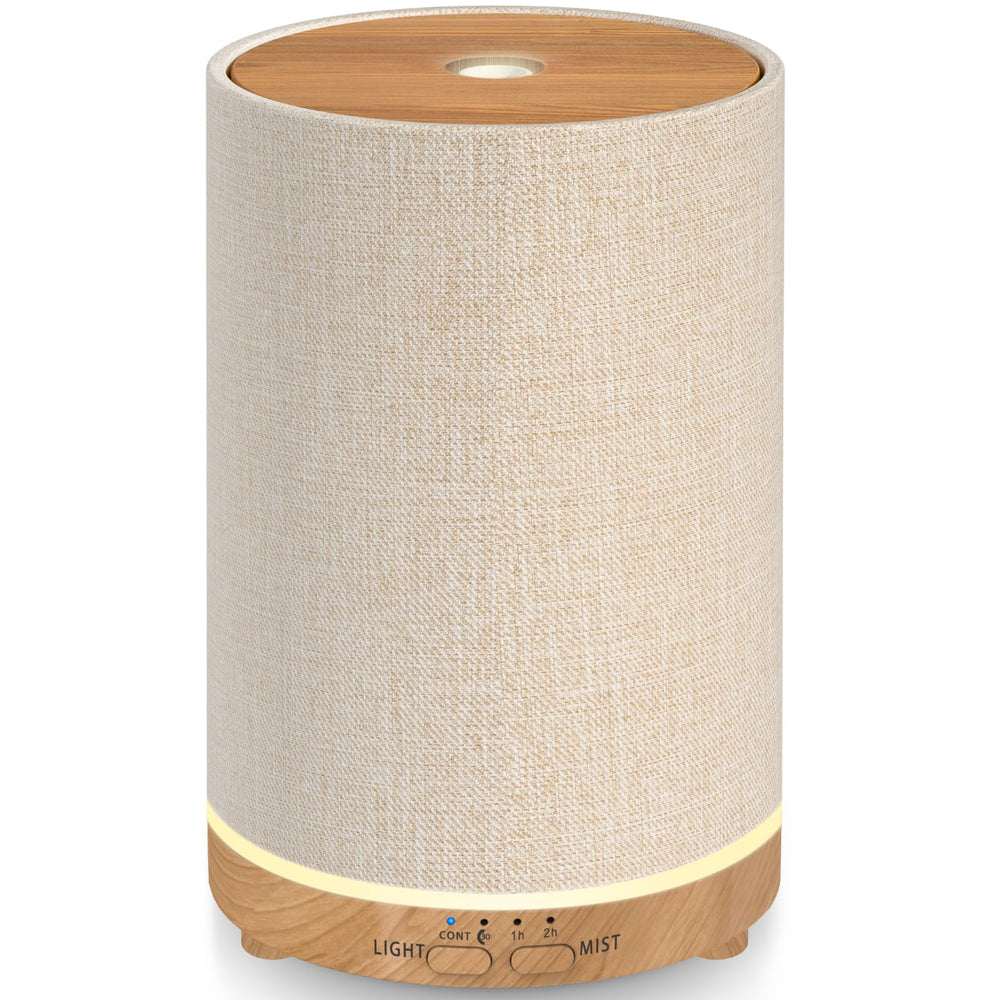 URPOWER 100ml diffuser with wood-grain base creates a calming home atmosphere.