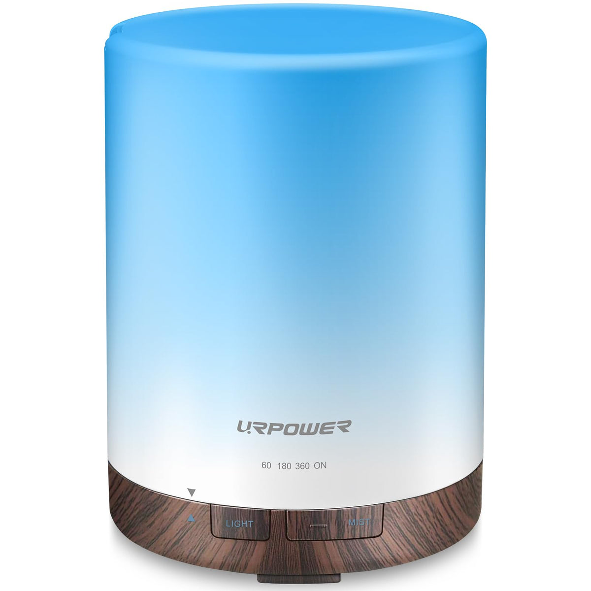 URPOWER 300ml diffuser with wood grain base for a calming living room ambiance