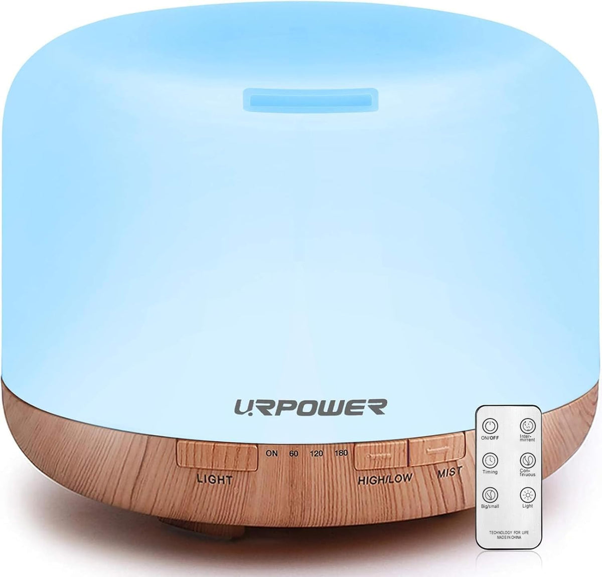 URPOWER 500ml aromatherapy diffuser front view enhances calm home atmosphere