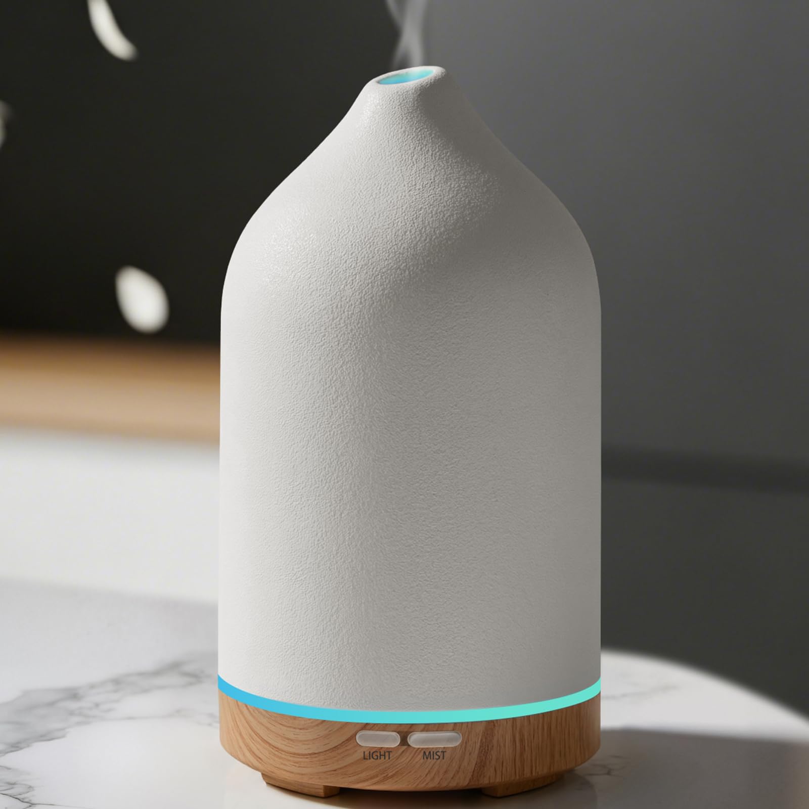 URPOWER ceramic diffuser with wood base enhances living room ambience