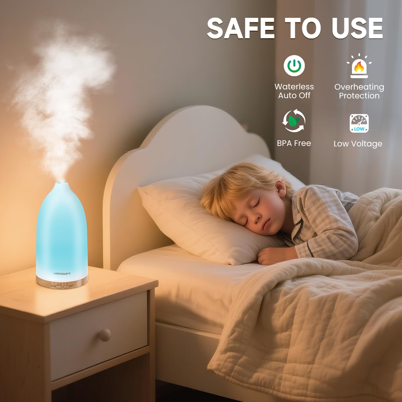 URPOWER diffuser supports separate mist and light for flexible ambiance.
