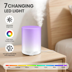 URPOWER diffuser showcasing 7 color LED lights for ambient mood lighting.