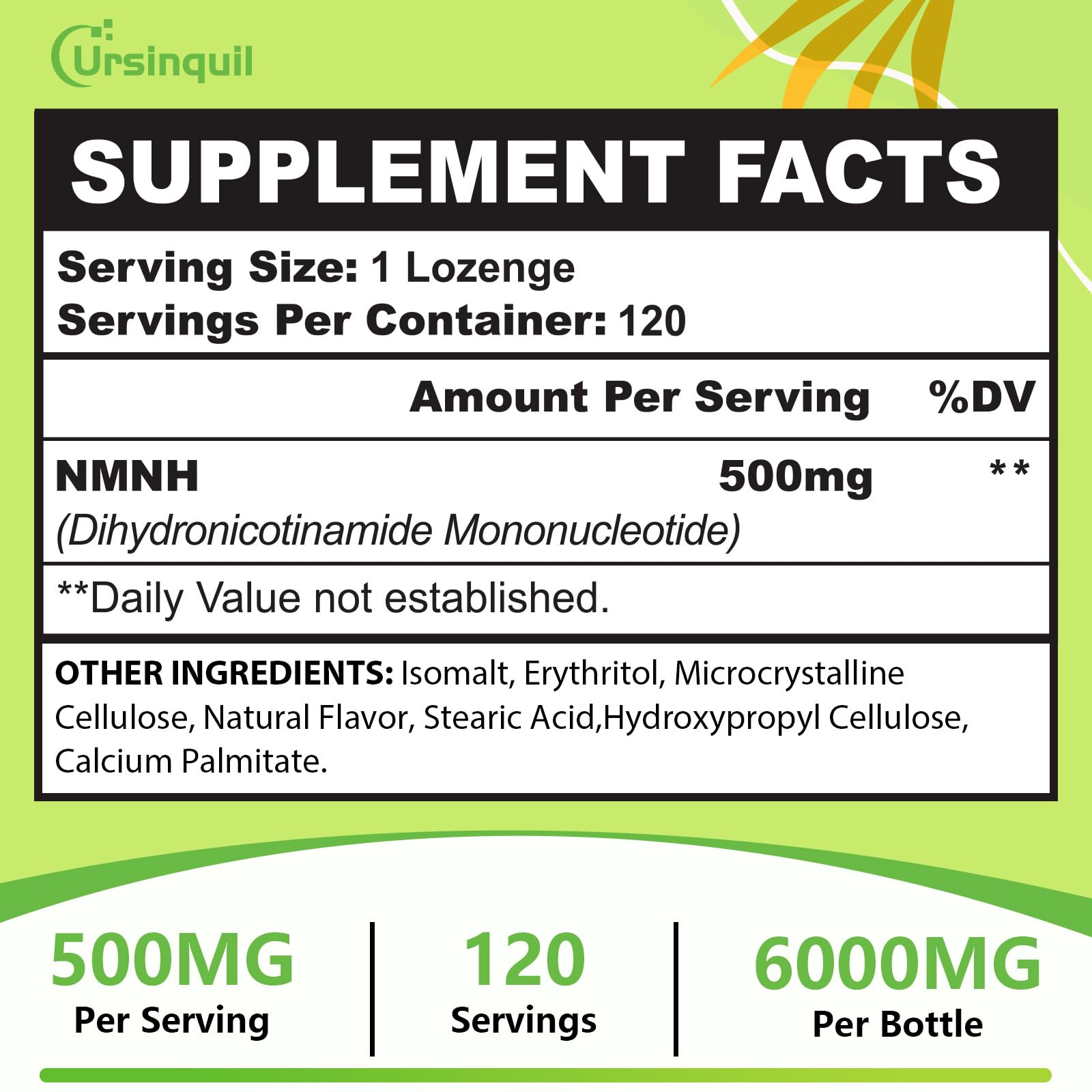 GMP-compliant Ursinquil NMNH seal indicating high manufacturing standards.