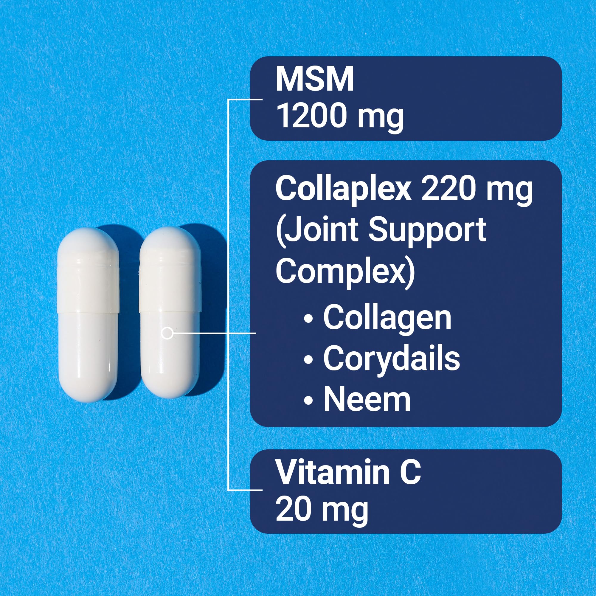 U.S. Doctors’ Clinical Mega MSM bottle front label emphasizes USA-made quality and clean ingredients.