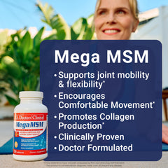 U.S. Doctors’ Clinical Mega MSM capsules closeup highlighting premium formula for comfortable movement.
