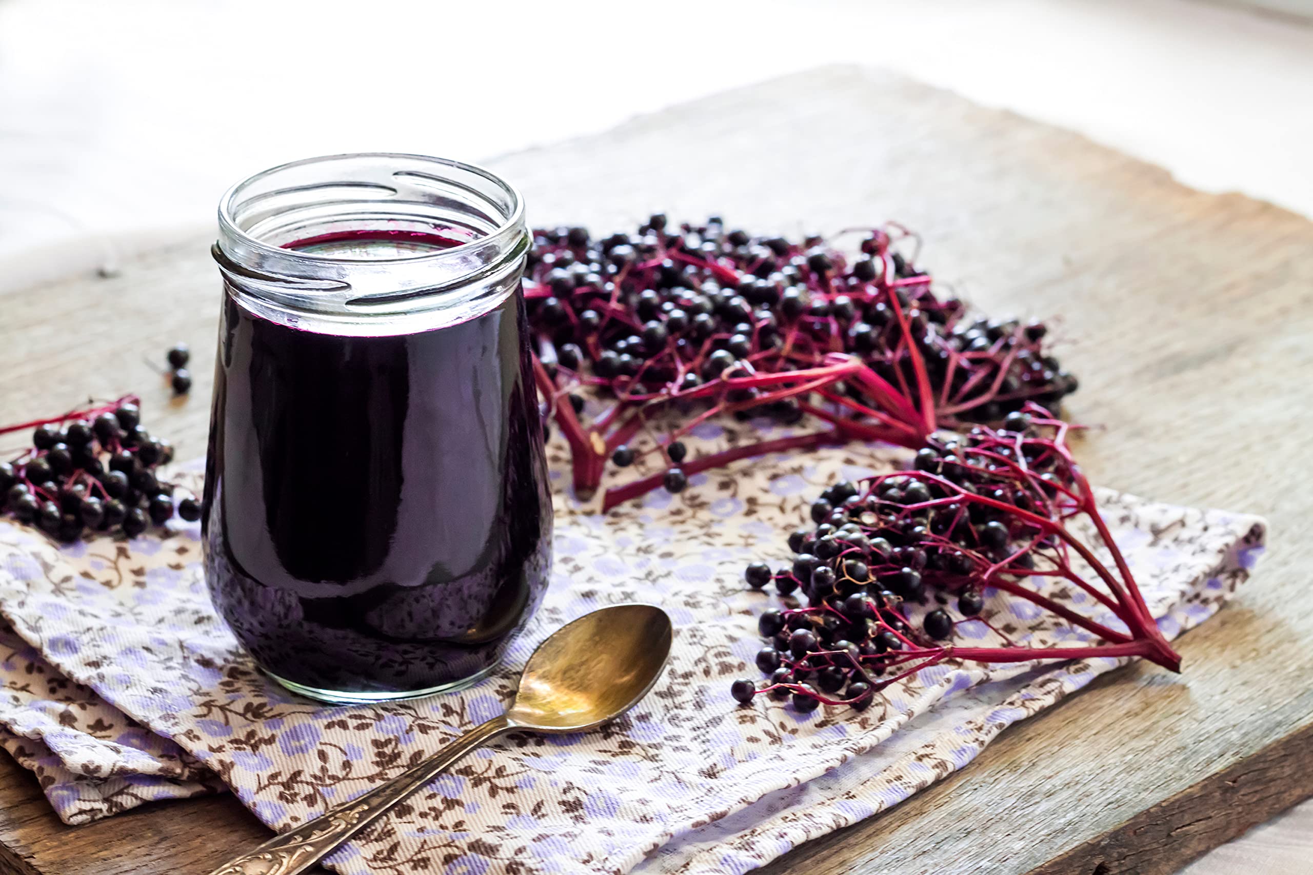 US Wellness Naturals elderberries in kitchen for jams and chutneys.