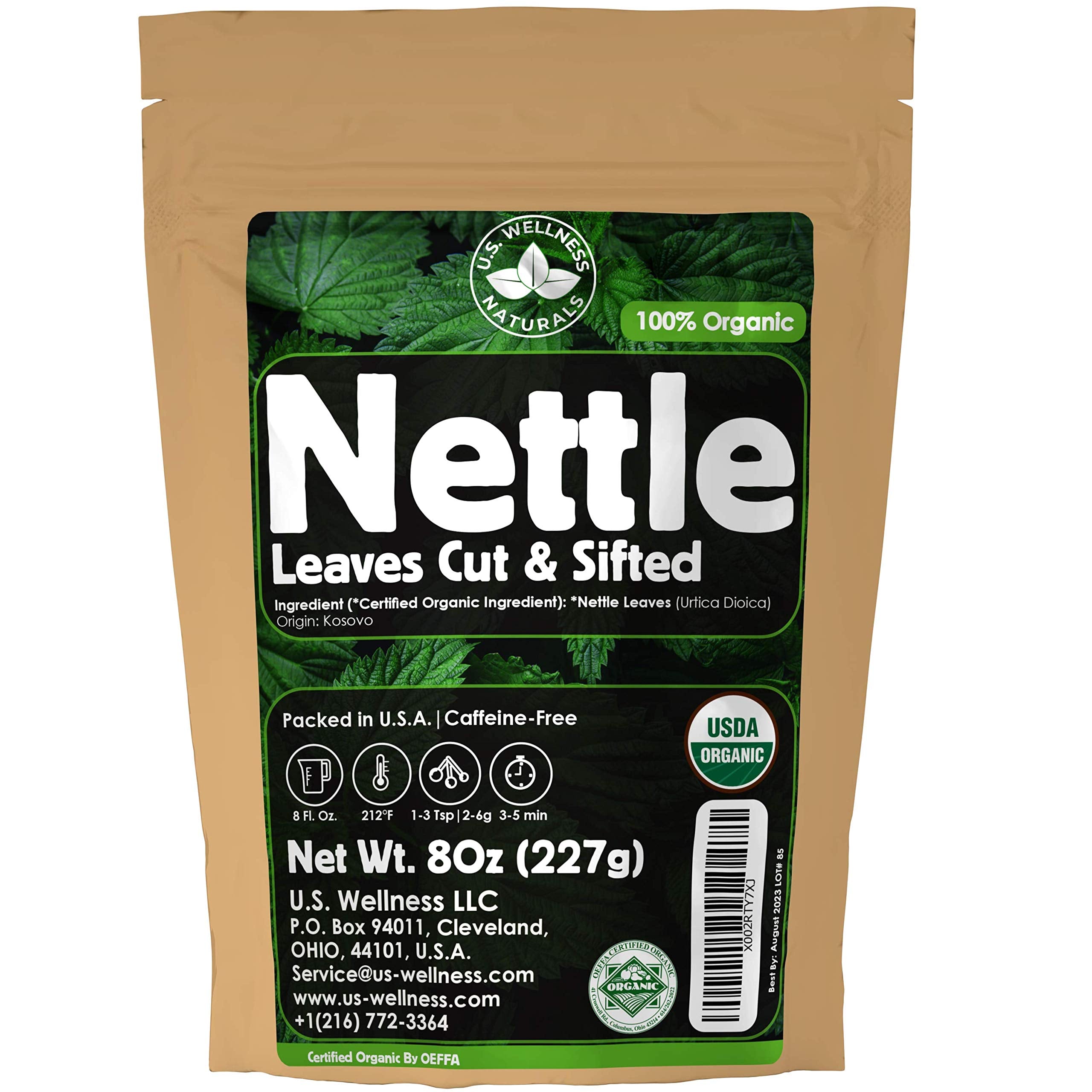 U.S. Wellness Naturals Nettle Tea milky-smooth loose leaves for a calming evening ritual