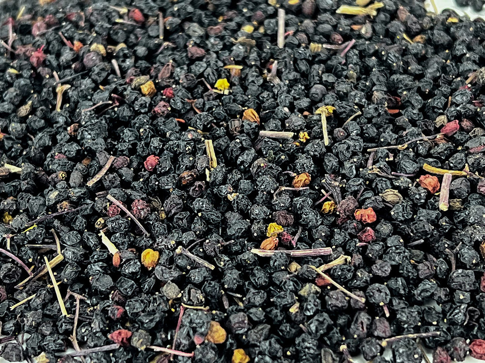 US Wellness Naturals organic dried elderberries suitable for baking and beverages.